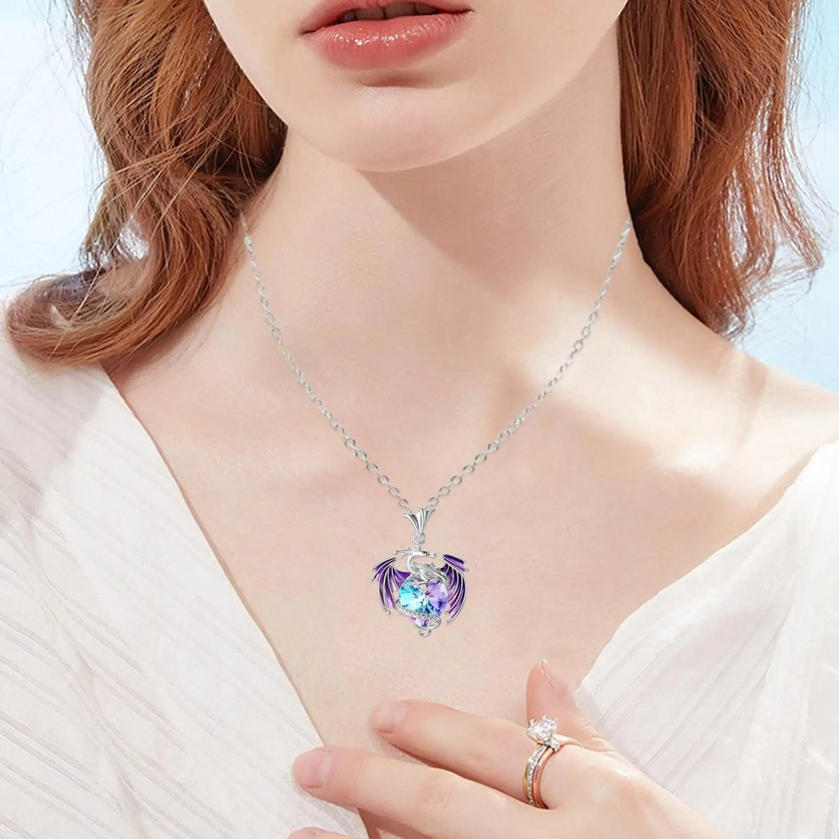 Crystal Dragon Pendant Necklace – Birthstone Gift for Women Pendant Necklace Axl