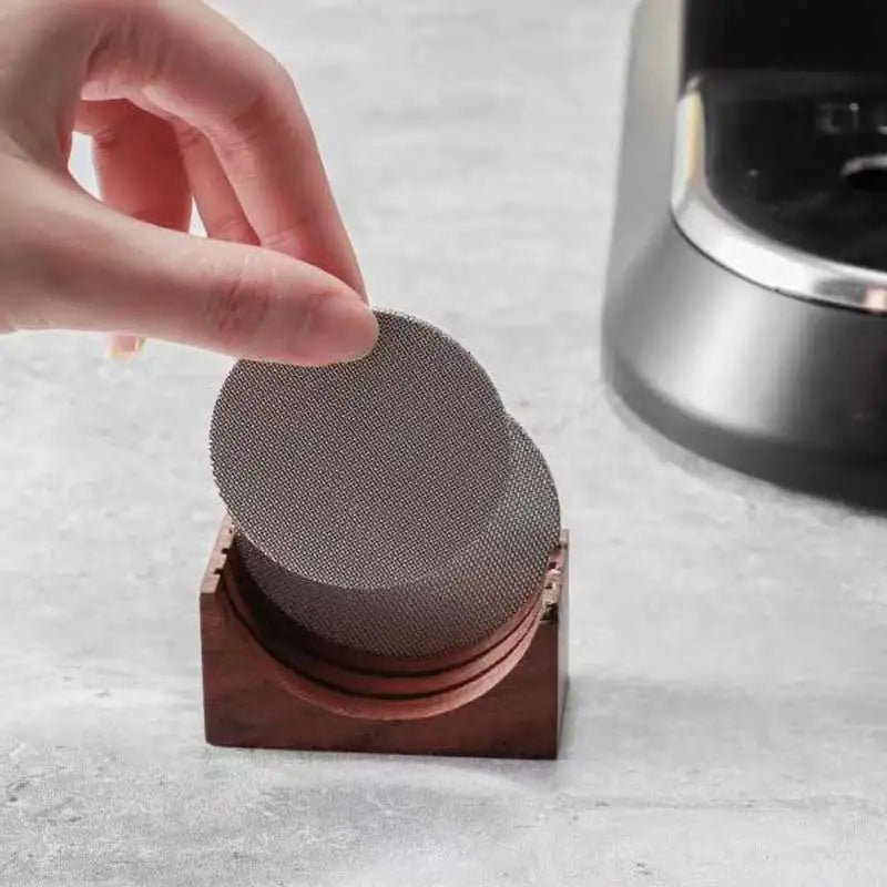 Walnut Espresso Puck Screen Stand – 51/53/58mm Portafilter Coffee Accessory Stand Axl
