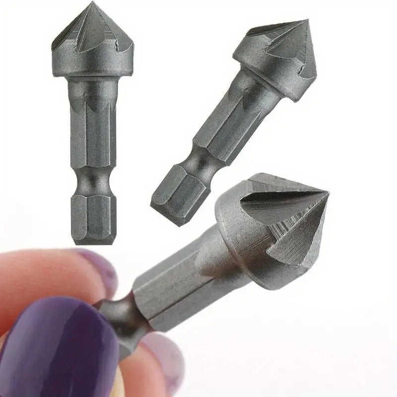 3-Pack 90° Countersink Drill Bits – 1/4" Hex Shank Chamfer Set Countersink Drill Bits Axl