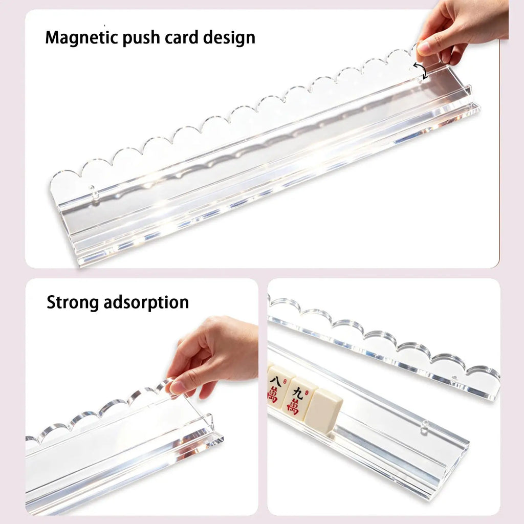 20-Inch Acrylic Mahjong Racks with Pusher & Magnetic Tray Mahjong Rack Set Axl