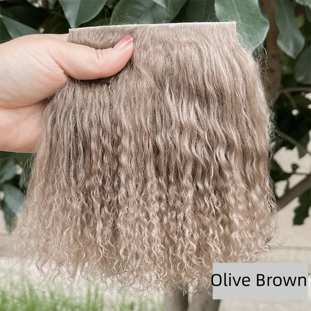 Curly Mohair Hair Wefts for BJD OB11 Blythe & Reborn Dolls Doll Hair Wefts Axl Olive Brown