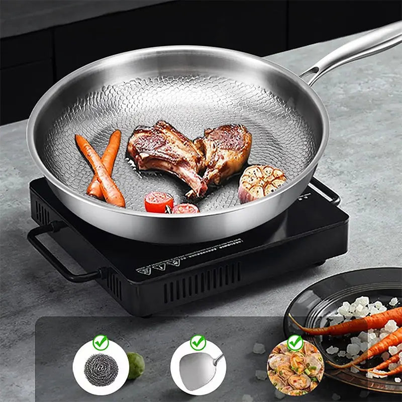 Tri-Ply Stainless Steel Frying Pan Set 10" 11" 12" Skillet Stainless Steel Skillet Axl