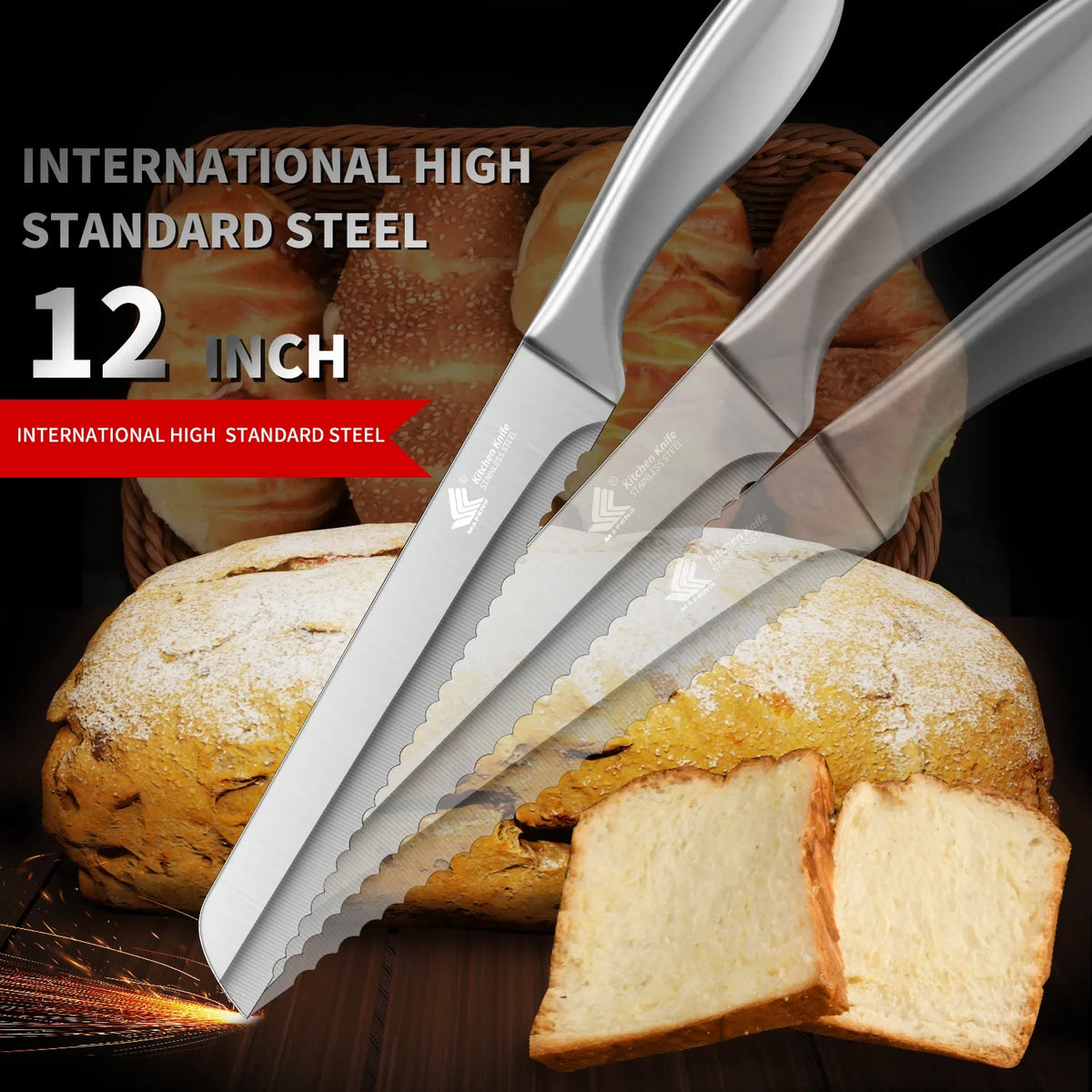 PLYS Stainless Steel Bread Knife – Cake, Fruit & Baking Slicer Bread Knife Axl