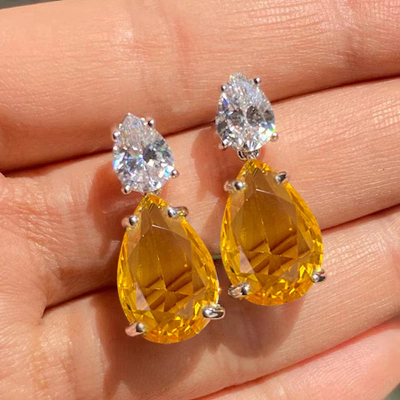 Huitan Pear CZ Dangle Earrings – Elegant Drop Earrings Women CZ Dangle Earrings Axl