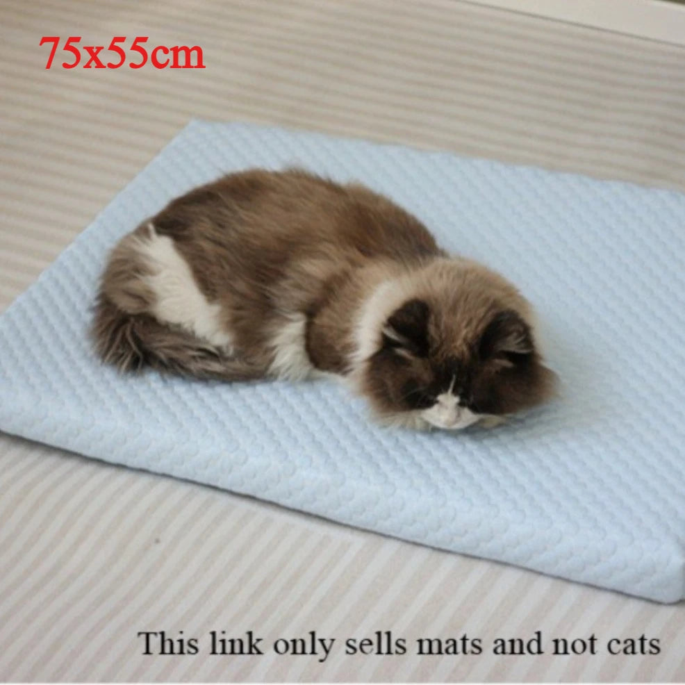 Ice Silk Cooling Pet Mat – Washable Dog & Cat Bed Pad Pet Cooling Mat Axl blue-75x55-1pcs