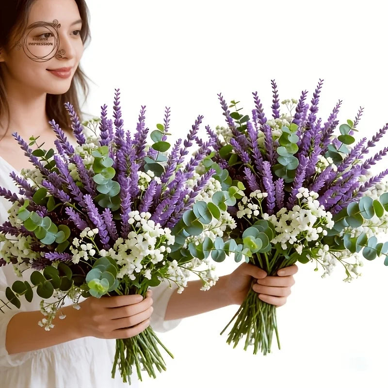 35-Pc Artificial Lavender & Baby's Breath UV-Resistant Floral Set Artificial Floral Set Axl