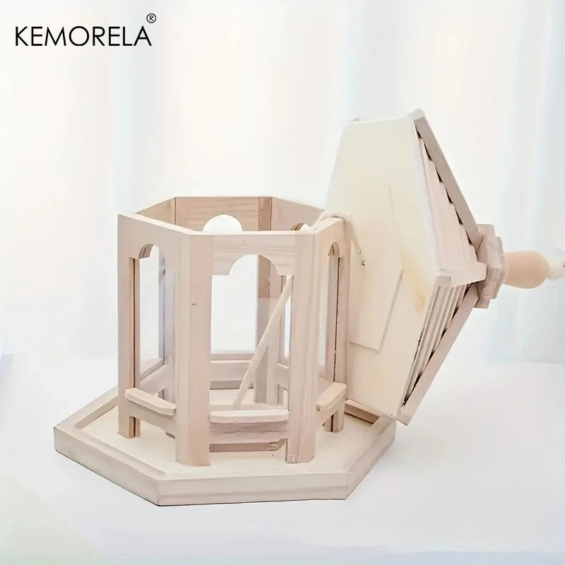 KEMORELA Wooden Hanging Bird Feeder House – Woven Outdoor Decor Hanging Bird Feeder Axl