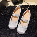 Women's Mary Jane Ballet Flats – Bow Satin Slip-On Shoes Mary Jane Flats Axl Silver 36