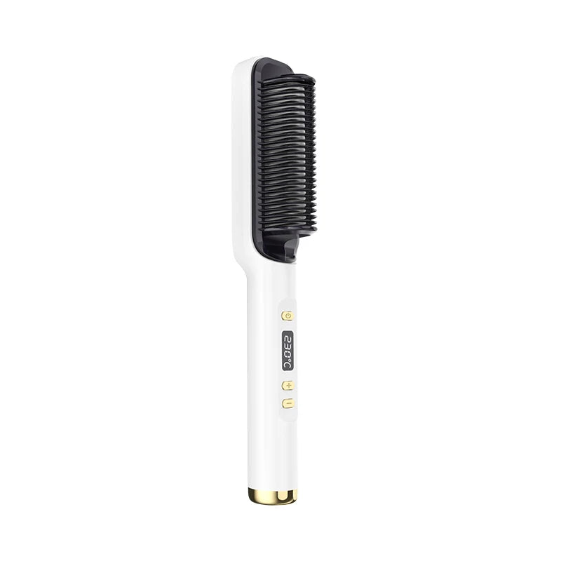 2-in-1 Electric Hair Straightener & Curling Comb LCD Display Hair Styling Comb Axl US-Plug 110V
