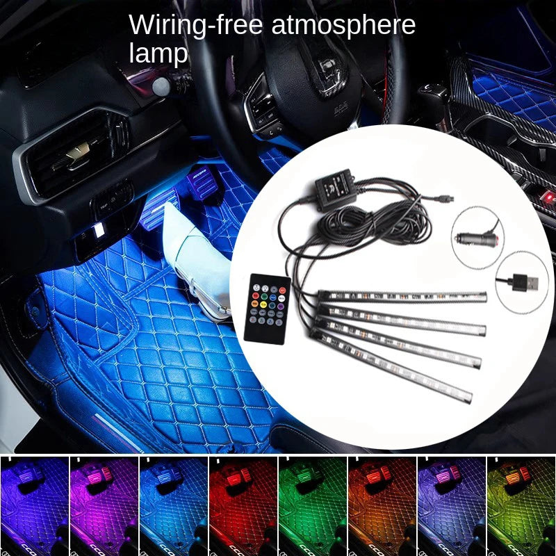 Car RGB LED Interior Ambient Light Strip Kit – 8 Colors 4 PCS Car LED Light Strip Axl