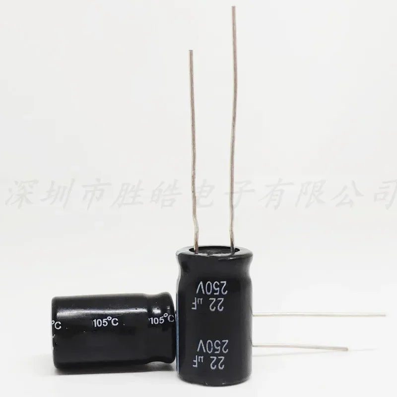 NioCen 250V 22uF Aluminum Electrolytic Capacitor 10x20mm Electrolytic Capacitor Axl 5pcs