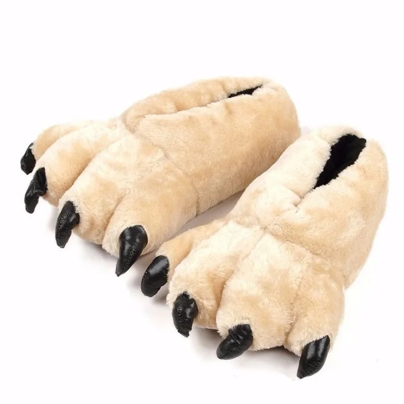 Lorilury Fuzzy Animal Slippers – Novelty Paw & Bigfoot Slides Novelty Indoor Slippers Axl WD-40 Beige 38 China Mainland