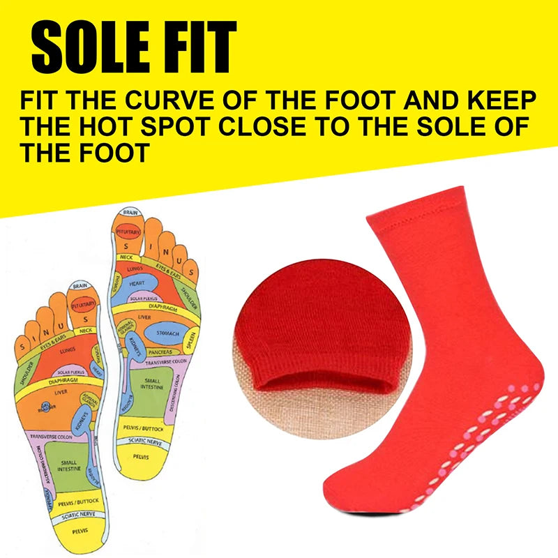Tourmaline Self-Heating Foot Massage Socks | Unisex 1 Pair Therapeutic Massage Socks Axl