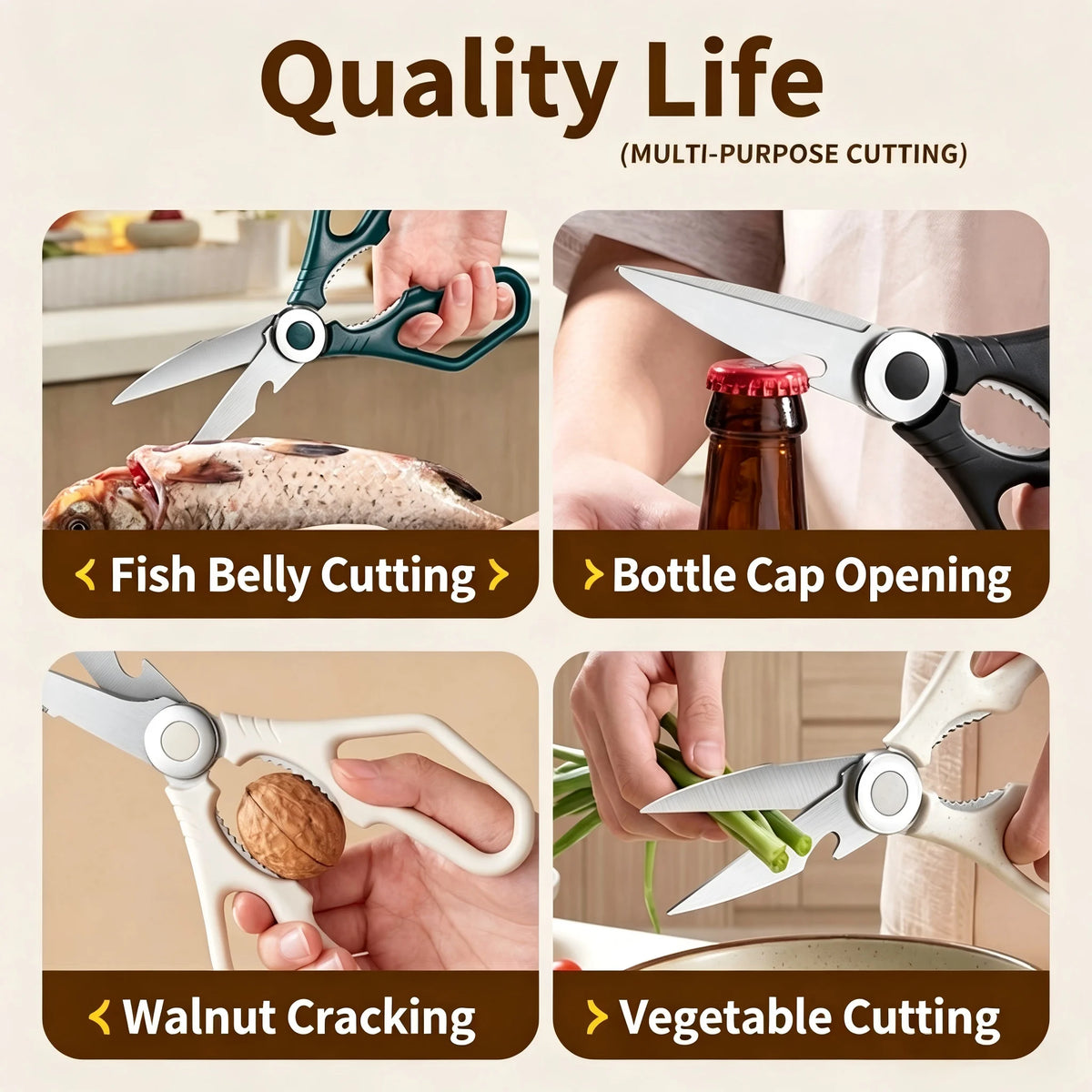 PLYS Stainless Steel Kitchen Scissors | Multifunctional Shears Kitchen Scissors Axl
