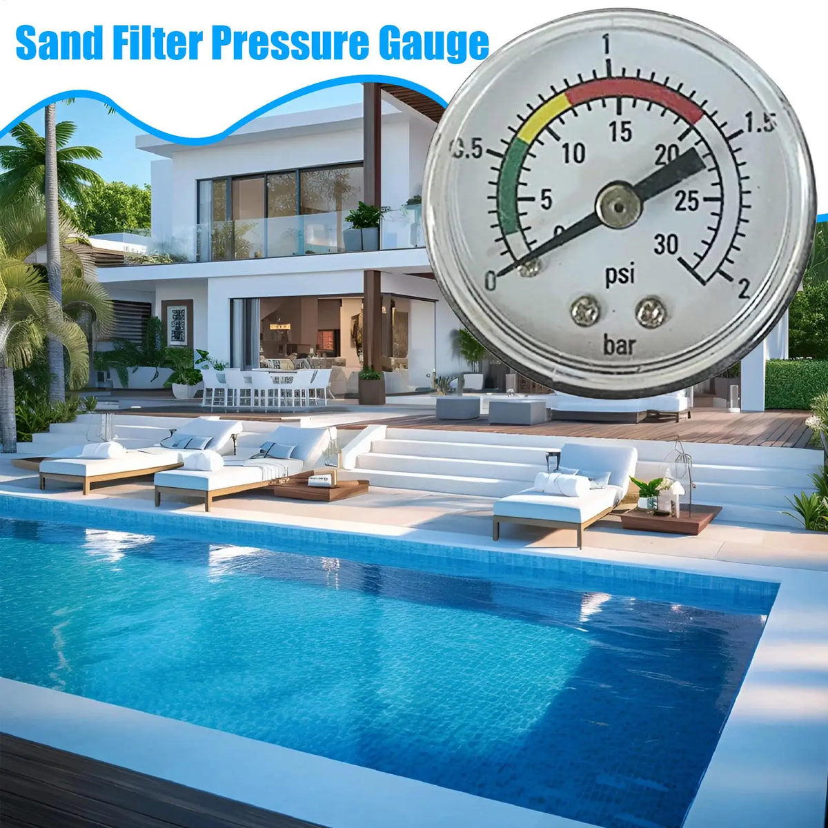 Pool Filter Pressure Gauge – Easy Read Sand Filter Tester Pool Pressure Gauge Axl