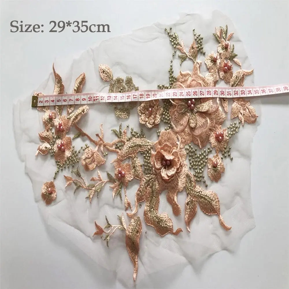 3D Floral Embroidered Lace Applique Patch – DIY Sewing Fabric Lace Fabric Applique Axl