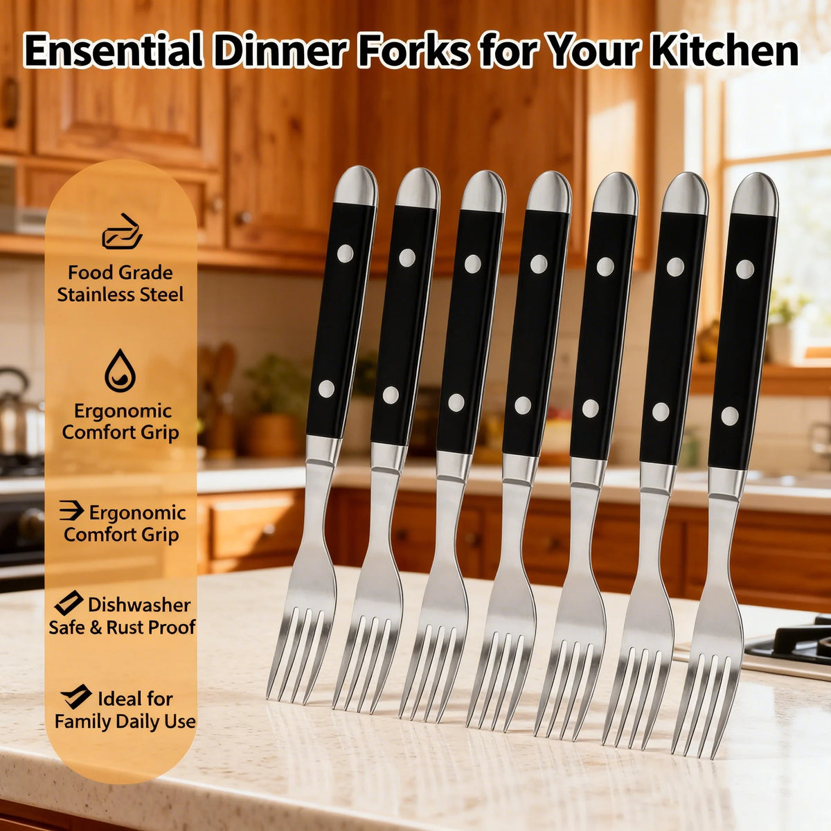 Stainless Steel Dinner Fork Set 1–8 Piece | Food-Grade Flatware Flatware Fork Set Axl