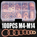 Metal Flat Ring Gasket Sealing Kit – Assorted Component Set Gasket Sealing Kit Axl golden 100pcs set