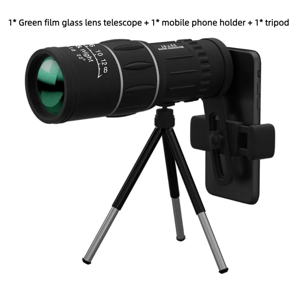 16x52 HD Monocular Telescope – BAK4, Fogproof, Low-Light Monocular Telescope Axl Film Telescope Set