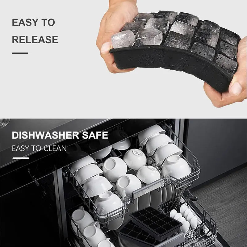 Silicone Ice Cube Trays with Lid – 6 & 15 Grid Stackable Ice Cube Tray Axl