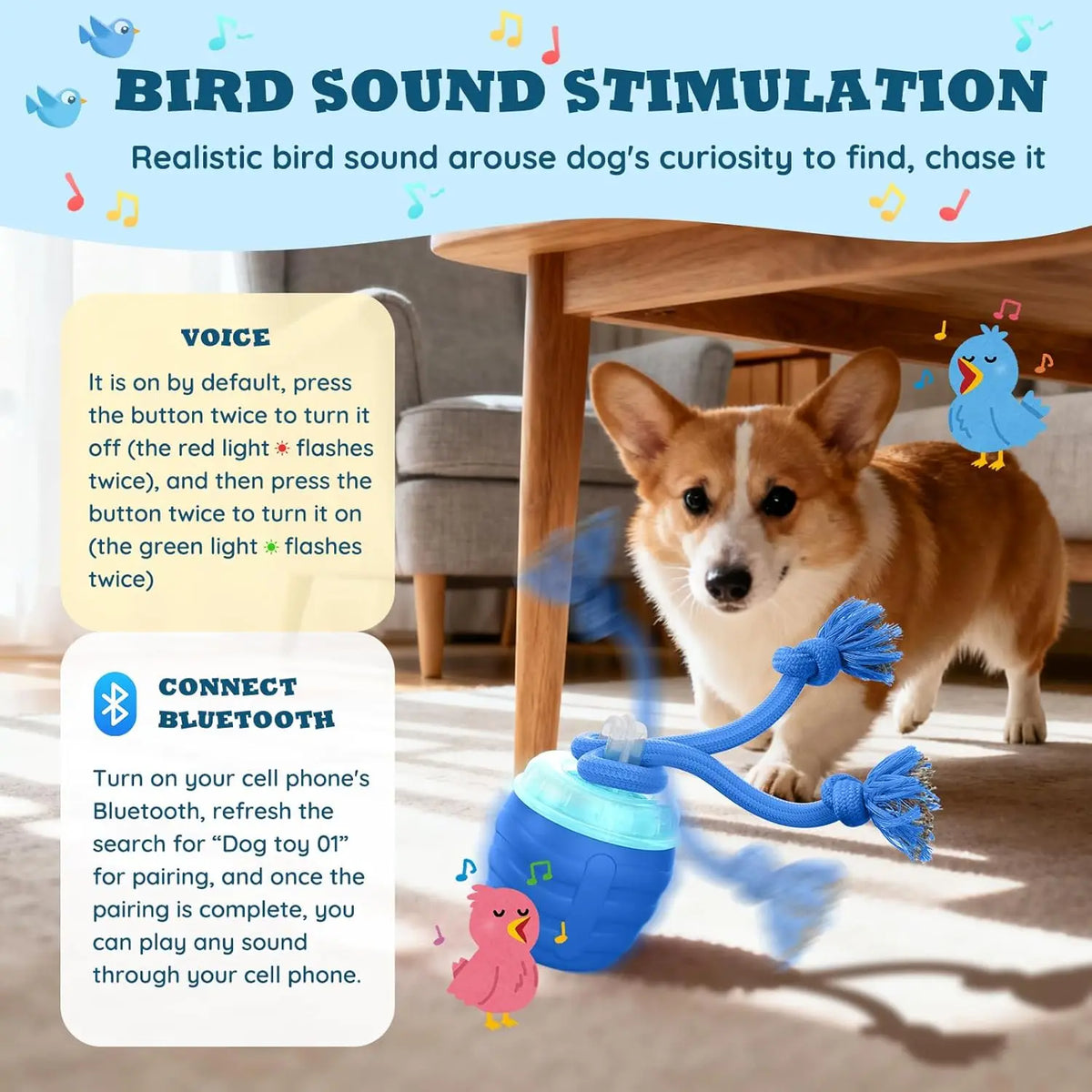Interactive Motion-Activated Dog Ball Toy | USB Rechargeable Interactive Dog Toy Axl