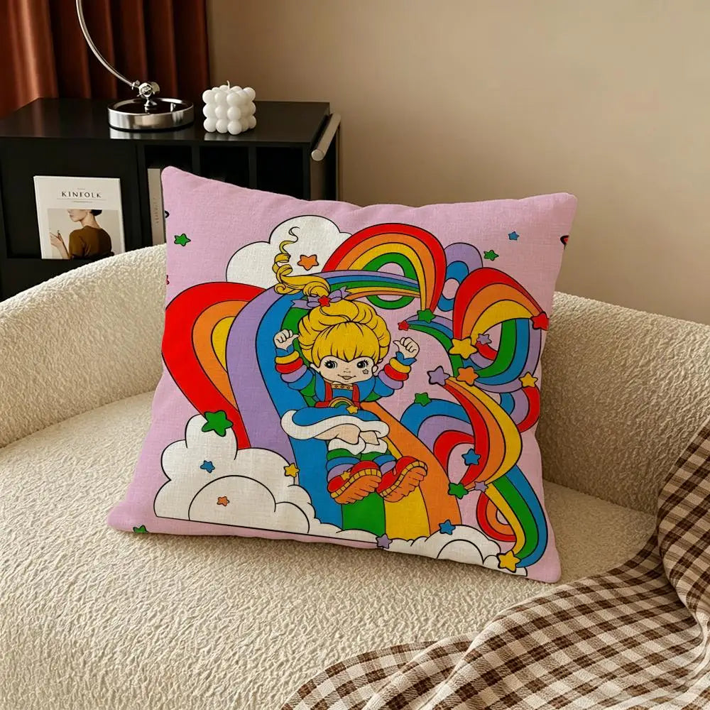 Rainbow Cartoon Linen Cushion Cover Set | Sofa & Bed Décor Linen Cushion Cover Axl