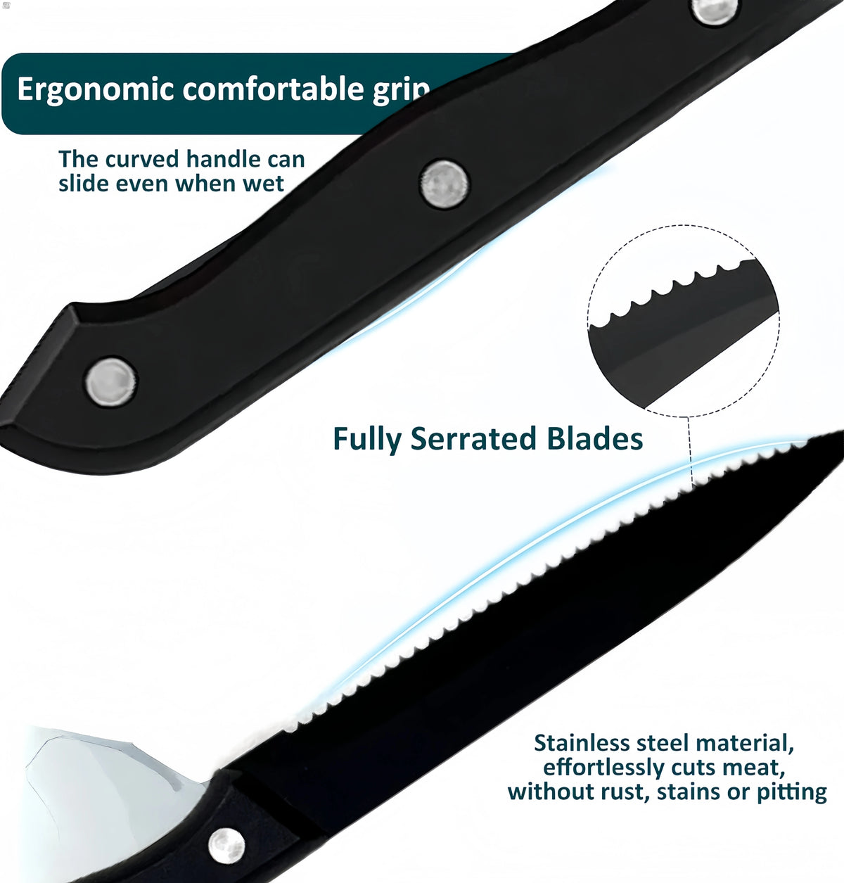 Steak Knives Set 1–12 Pc | Serrated Stainless Steel Dinner Knife Steak Knife Set Axl