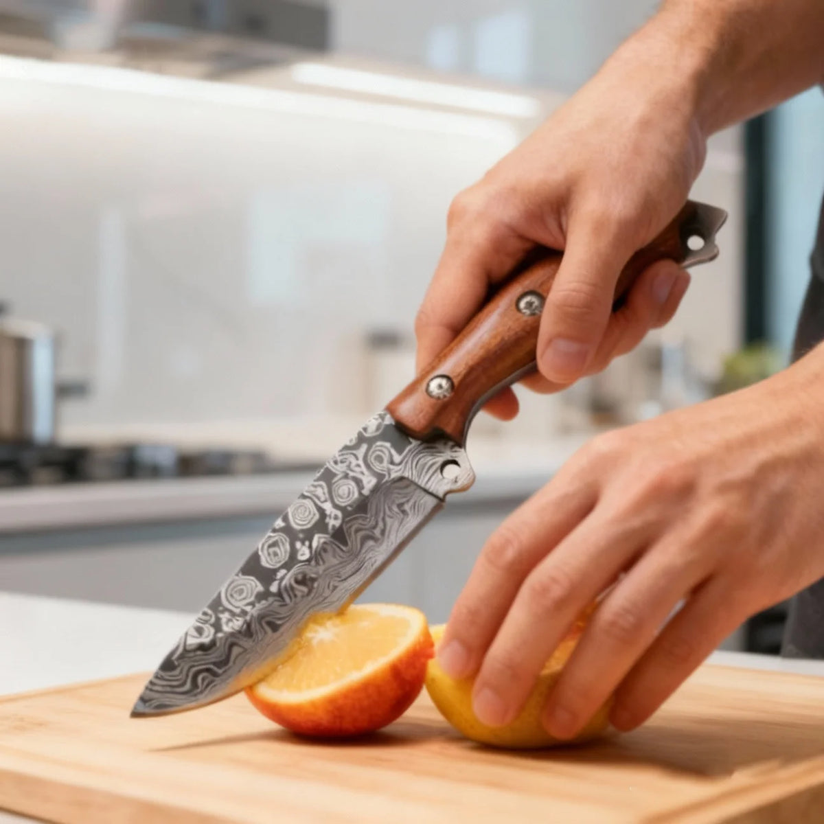 Damascus Steel Kitchen Knife – Sharp Stainless Filleting Blade Kitchen Knife Axl