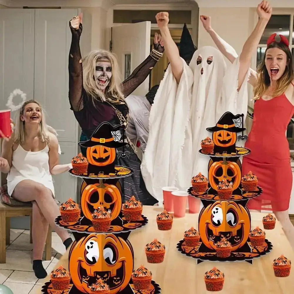 Halloween Pumpkin Multi-Layer Paper Cake Stand | Dessert Rack Halloween Cake Stand Axl