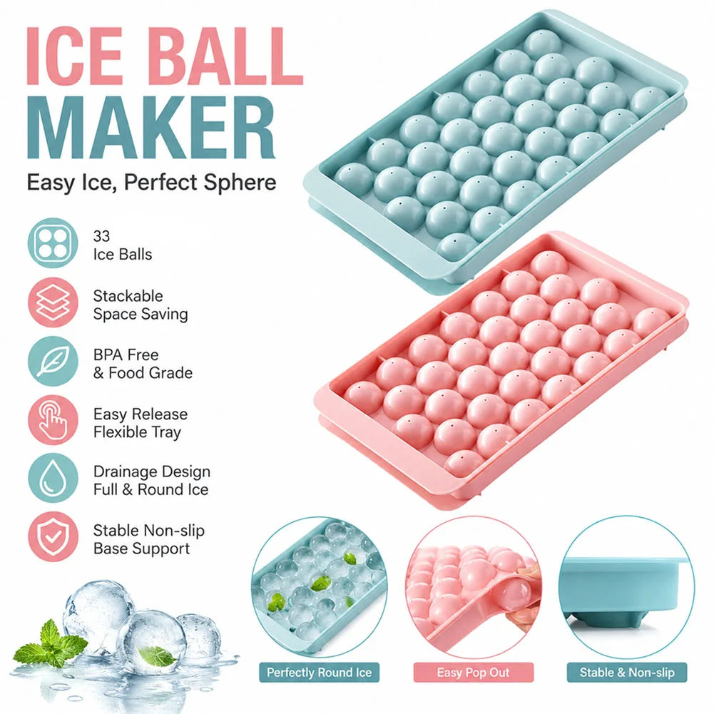 3D Round Ice Ball Maker Tray with Lid – Diamond Sphere Mold Ice Ball Mold Tray Axl
