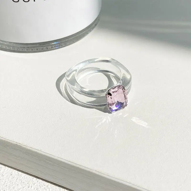 Colorful Zircon Resin Ring – Sweet Fashion Jewelry Gift Fashion Ring Axl
