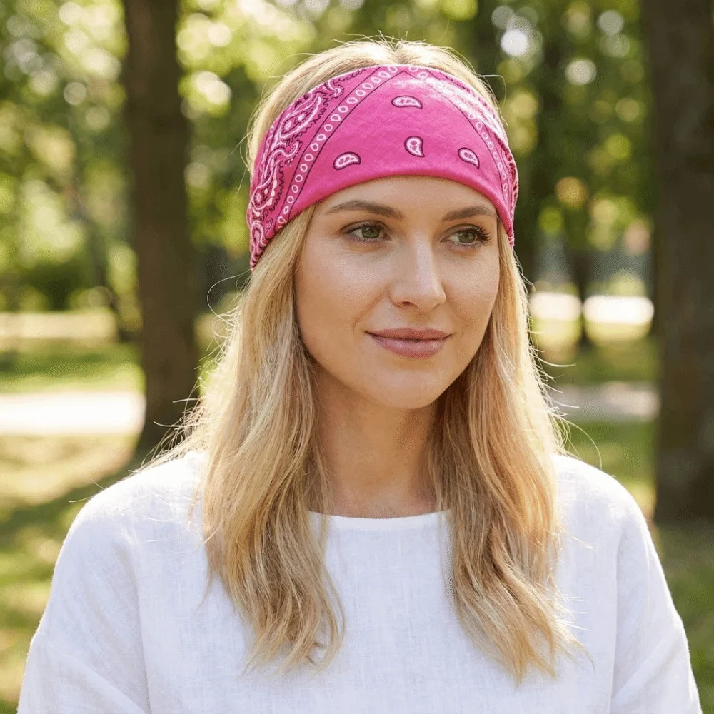 Cotton Paisley Turban Headband – Wide Elastic Non-Slip Wrap Turban Headband Axl