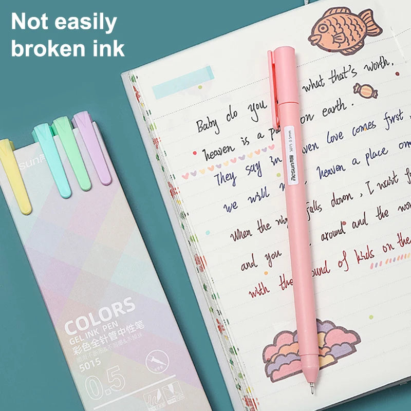 5-Pack Macaron Kawaii Gel Pens – 0.5mm Colorful Writing Set Gel Pen Set Axl