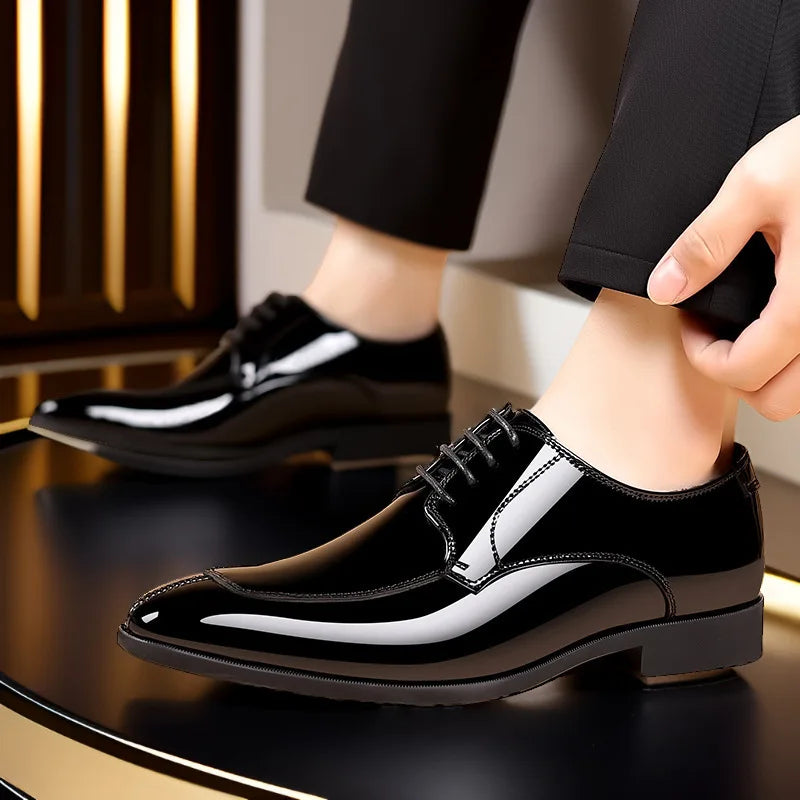 Men's Patent Leather Oxford Shoes – Pointed Toe Dress Shoes Men's Oxford Shoes Axl