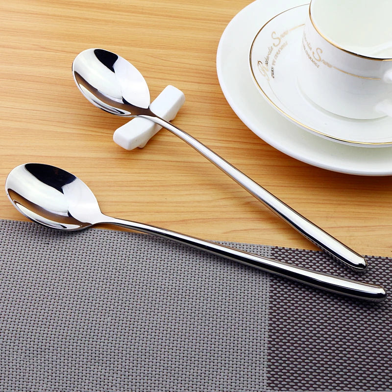 Korean Soup Spoons Stainless Steel Long Handle | 2/6/10 Pack Soup Spoon Set Axl