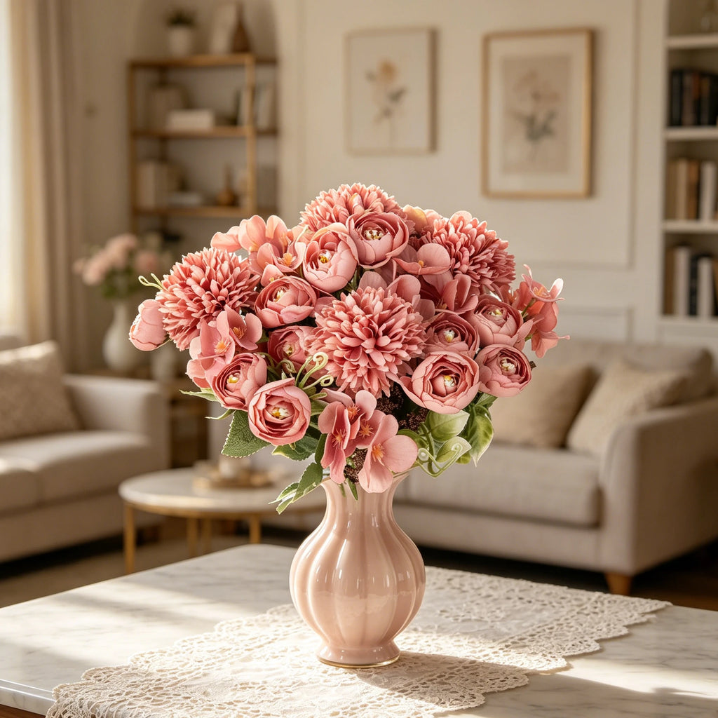 Silk Hydrangea Rose Bud Artificial Flowers – Wedding & Home Décor Artificial Silk Flowers Axl
