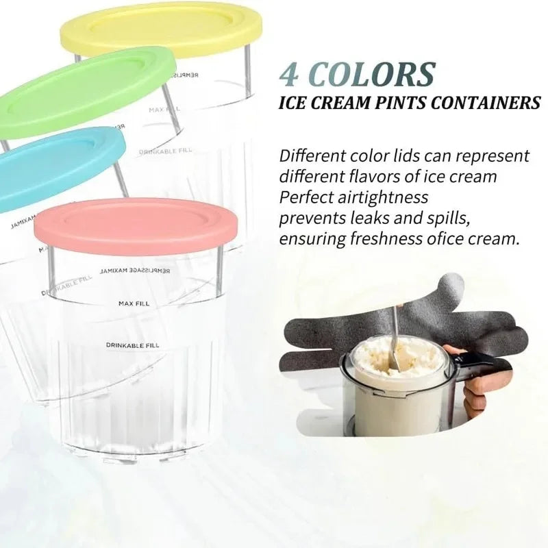 Replacement Pint Containers with Lids for Ninja Creami NC500 NC501 Ice Cream Containers Axl