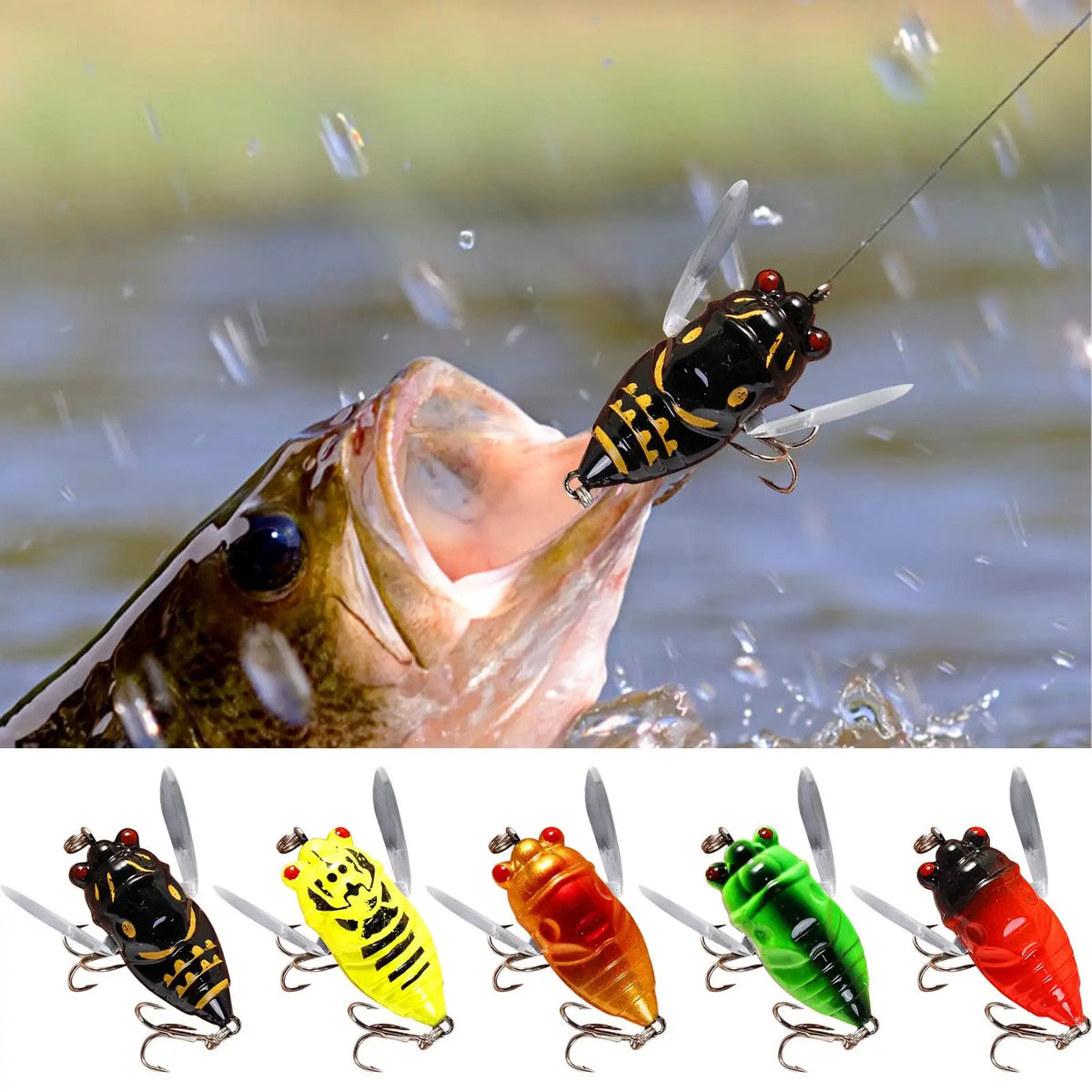 Cicada Topwater Fishing Lure – Hard Bait with Treble Hooks Topwater Fishing Lure Axl