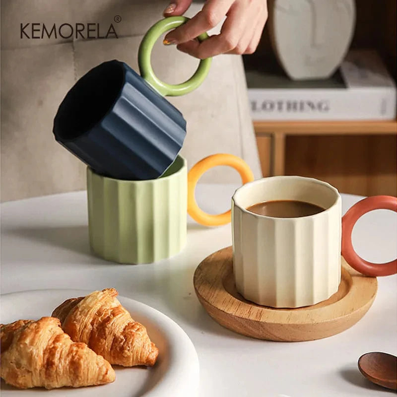 KEMORELA Nordic Ceramic Coffee Mug – Microwave Safe Gift Ceramic Coffee Mug Axl