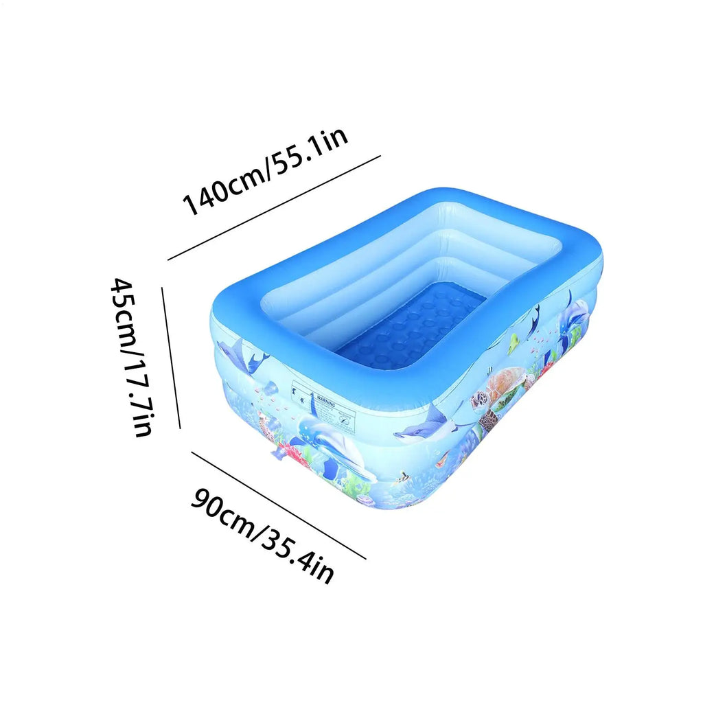 Inflatable Rectangle Kiddie Pool 55x35x17" – Backyard Summer Inflatable Kiddie Pool Axl