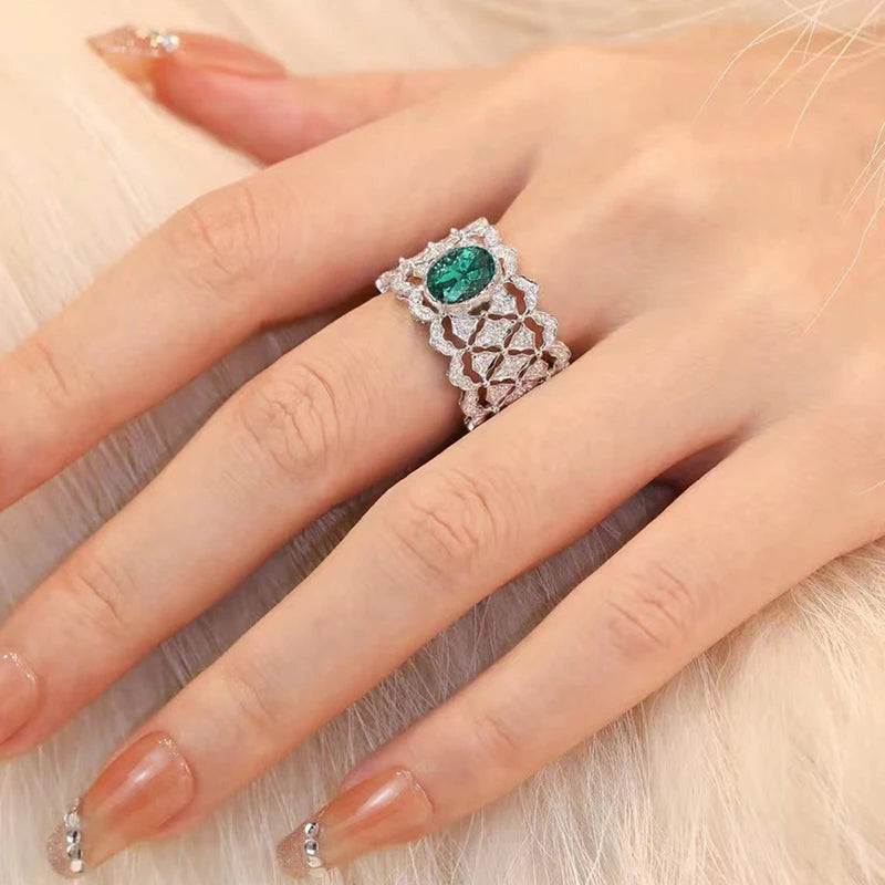 Huitan Hollow Cubic Zirconia Ring – Women's Elegant Party Jewelry Fashion Ring Axl
