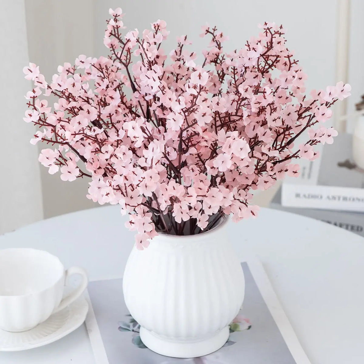 Silk Artificial Gypsophila Peach Blossom Stems | Wedding Décor Artificial Flower Stems Axl