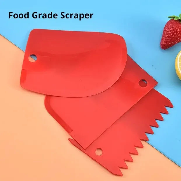 3-Piece Plastic Dough Scraper Set – Baking & Cake Decorating Baking Scraper Set Axl