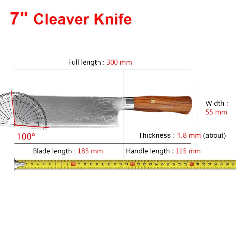 InLeung Damascus Steel Cleaver – Handmade Sharp Chef Knife Damascus Chef Cleaver Axl