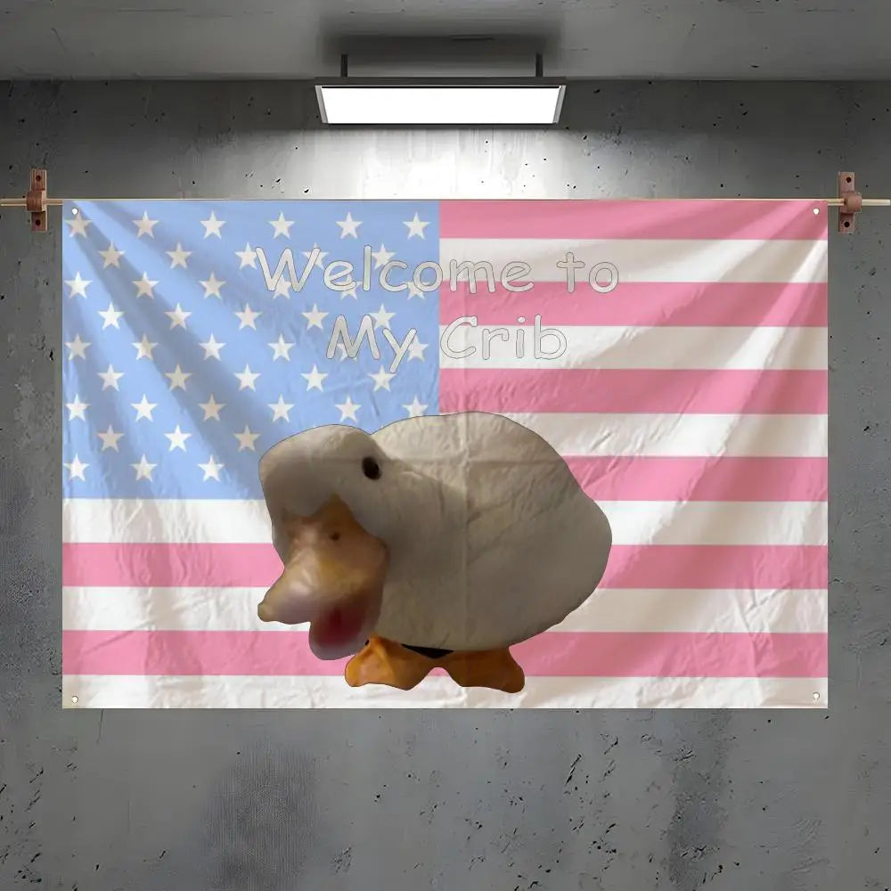 Funny Pet Duck Flag – Indoor & Outdoor Wall Art Banner Decorative Flag Banner Axl White2 120x180cm