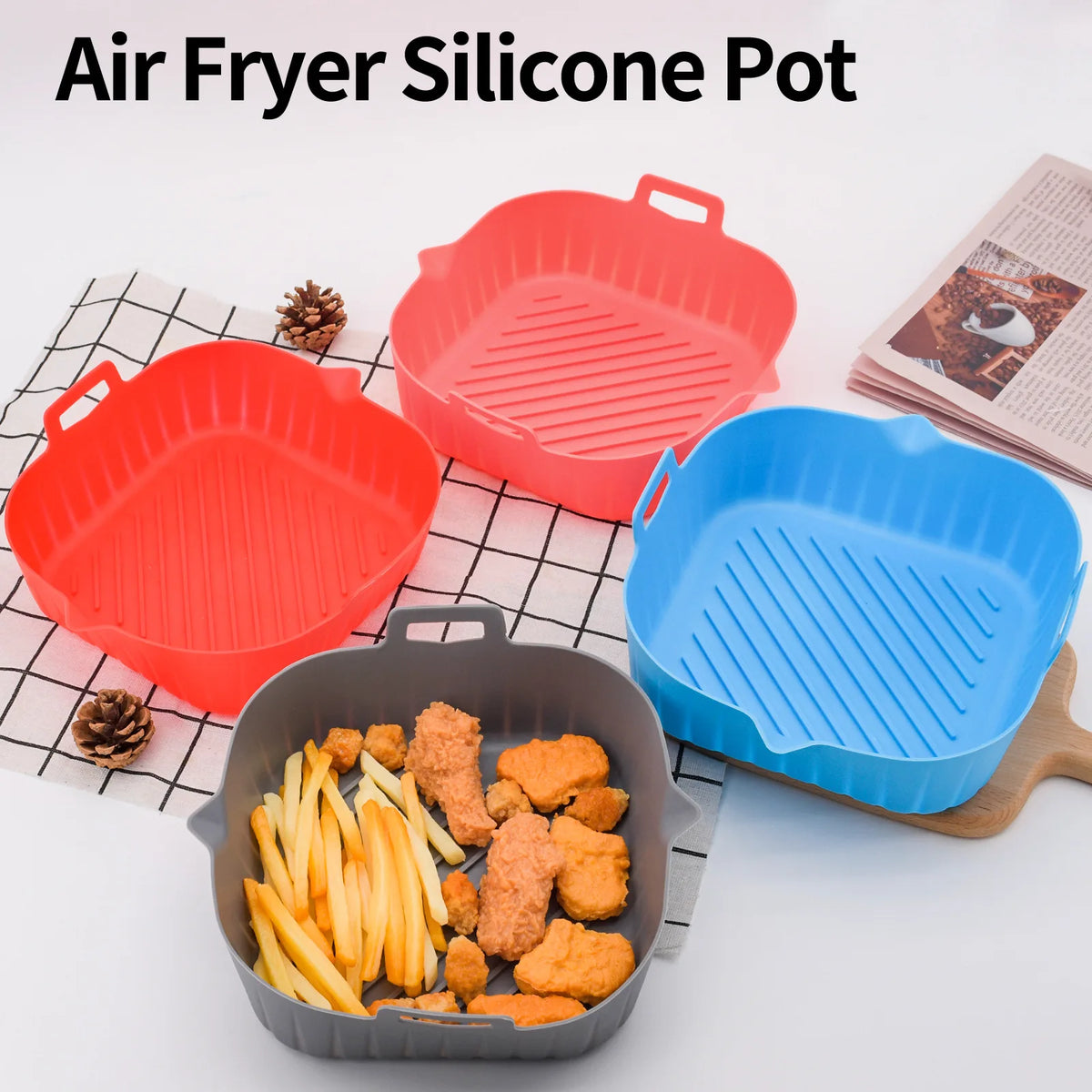 Reusable Silicone Air Fryer Liner Square Baking Tray Mat Silicone Baking Mat Axl