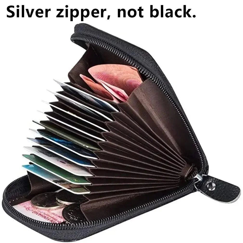 Korean Accordion Card Wallet – PU Leather Zipper Organizer Card Wallet Organizer Axl