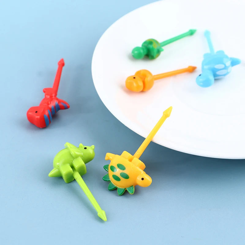 6-Piece Dinosaur Mini Fruit Forks – Bento Box Food Picks Fruit Fork Set Axl