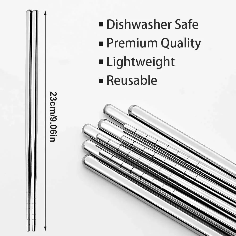 Stainless Steel Chopsticks Set – Non-Slip Reusable Cutlery Chopstick Cutlery Set Axl