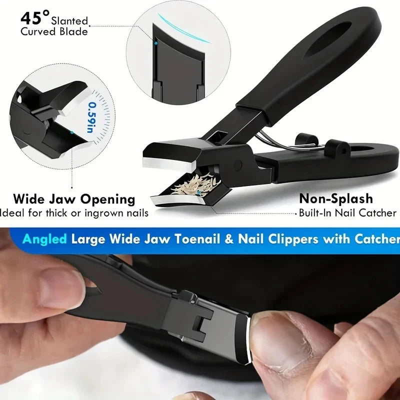 Stainless Steel Toenail Clipper Set – Wide Jaw & Angled Blade Toenail Clipper Set Axl